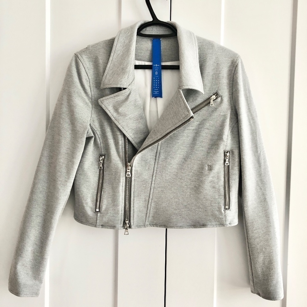 KIT AND ACE, Moto style, Crop Jacket, Heather Grey, Size 8, Very Nice‎ Condition